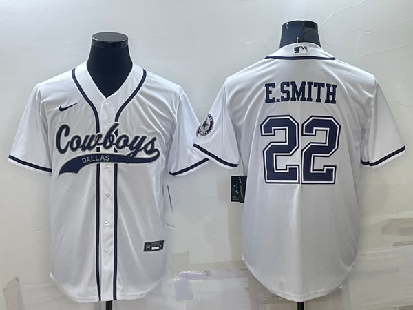 Men's Dallas Cowboys Emmitt Smith #22 White Game Jersey Joint Edition