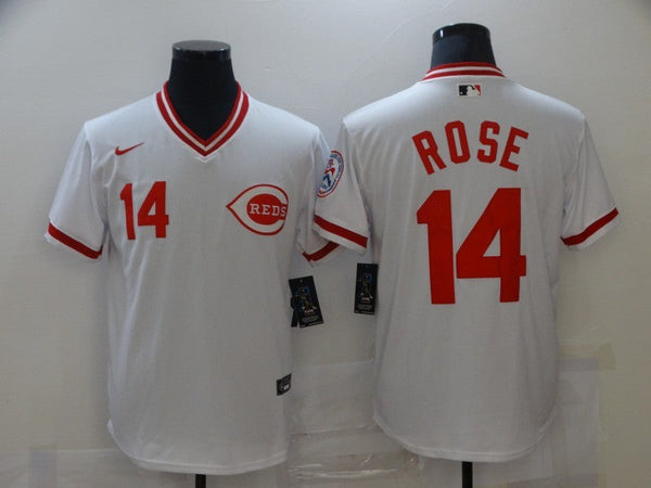 Men's Cincinnati Reds Pete Rose #14 White Fashion Stitched Jersey