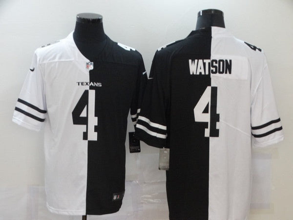 Men's Houston Texans Deshaun Watson #4 Black/White Game Jersey