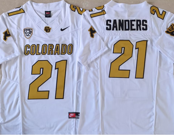 Men's Colorado Buffaloes Shilo Sanders #21 White Player Game Jersey