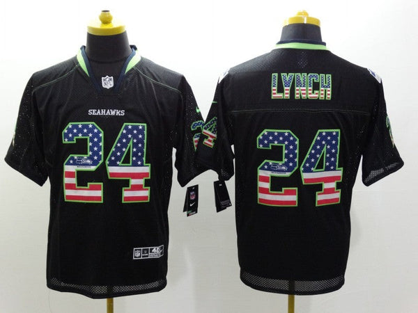 Men's Seattle Seahawks Marshawn Lynch #24 Black Game Jersey