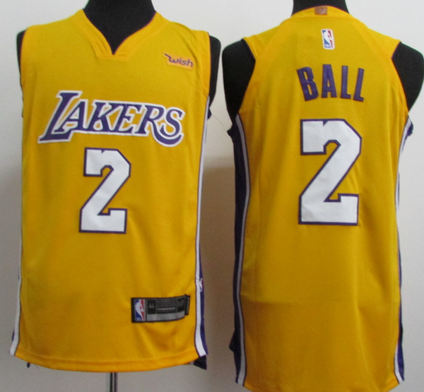 Men's Los Angeles Lakers Lonzo Ball #2 NBA Yellow Jersey