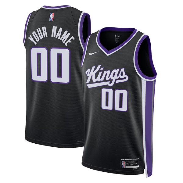 Men's Sacramento Kings Black Swingman Custom Jersey - Icon Edition