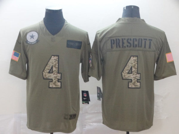 Men's Dallas Cowboys Dak Prescott #4 Brown Team Game Jersey