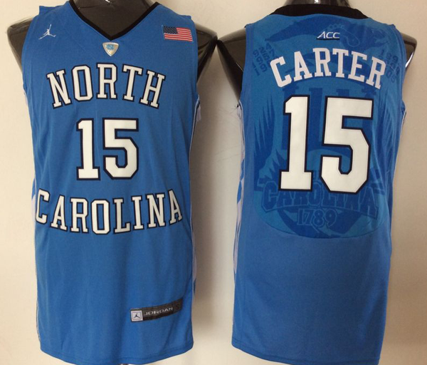 Men's North Carolina Tar Heels Vince Carter #15 Blue Player Game Jersey