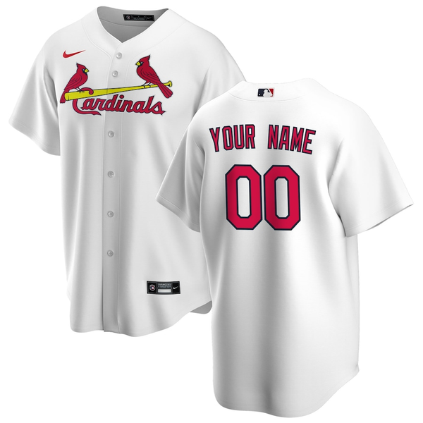 Men's St. Louis Cardinals White Home Replica Custom Jersey