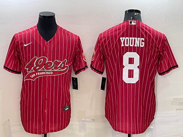 Men's San Francisco 49ers Steve Young #8 Red Player Jersey Joint Edition