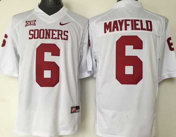 Men's Oklahoma Sooners Baker Mayfield #6 White Player Jersey