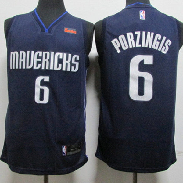 Men's Dallas Mavericks Kristaps Porzingis #6 Dark Blue Finished Swingman Jersey