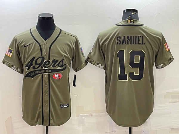 Men's San Francisco 49ers Deebo Samuel #19 Olive 2022 Salute To Service Retired Player Limited Jersey Joint Edition