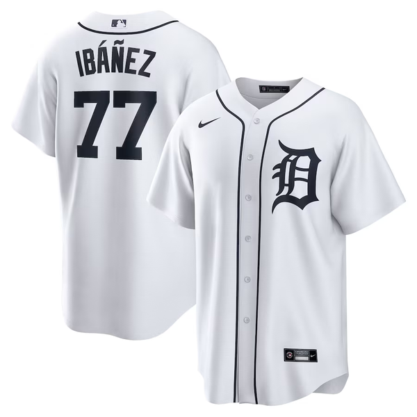 Men's Detroit Tigers Andy Ibanez #77 White Home Replica Player Jersey