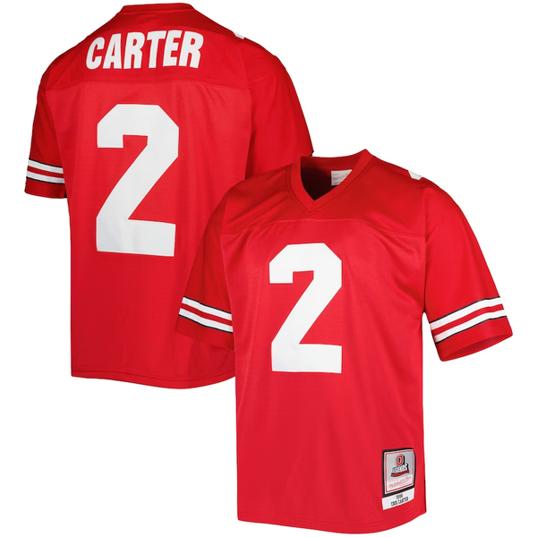 Men's Ohio State Buckeyes  Mitchell & Ness Cris Carter #2  Scarlet Authentic Jersey