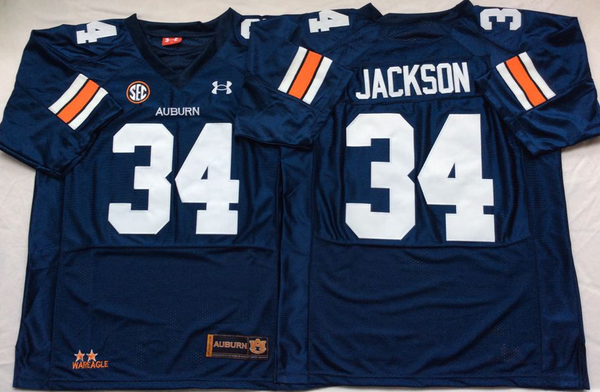 Men's Auburn Tigers Bo Jackson #34 Navy Player Game Jersey