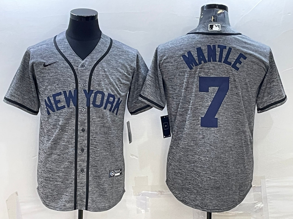 Men's New York Yankees Mickey Mantle #7 Gray Replica Player Jersey