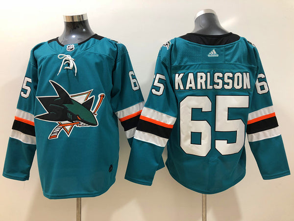 Men's San Jose Sharks Erik Karlsson #65 Teal Home Breakaway Jersey