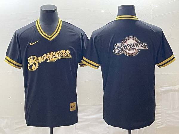 Men's Milwaukee Brewers Black Replica Team Jersey