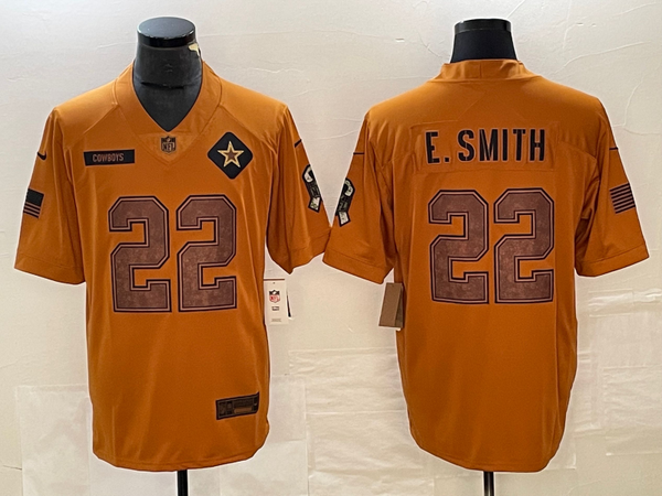 Men's Dallas Cowboys Emmitt Smith #22 Brown 2023 Salute To Service Retired Player Limited Jersey