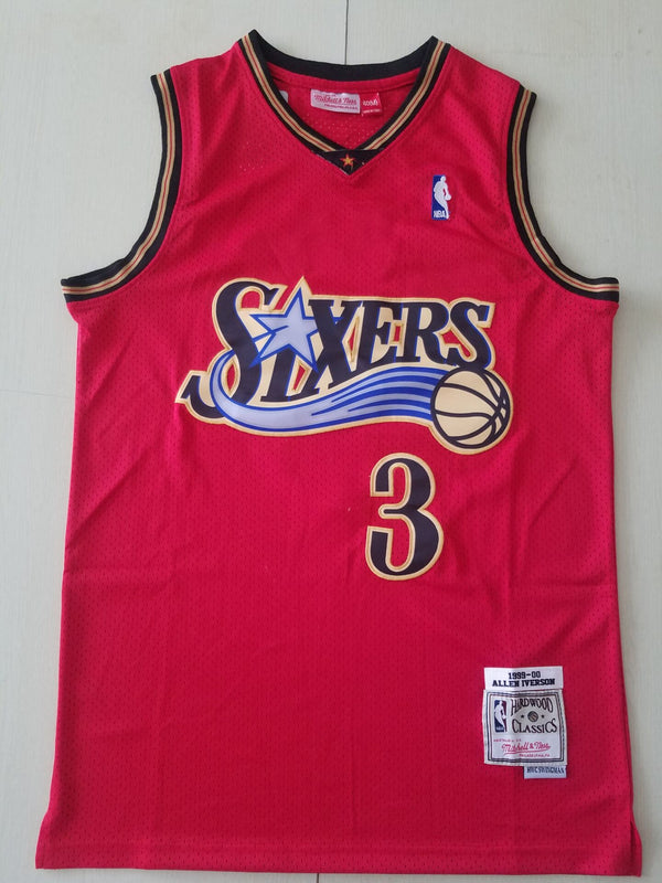 Men's Philadelphia 76ers Allen Iverson Red Hardwood Classics Swingman Jersey