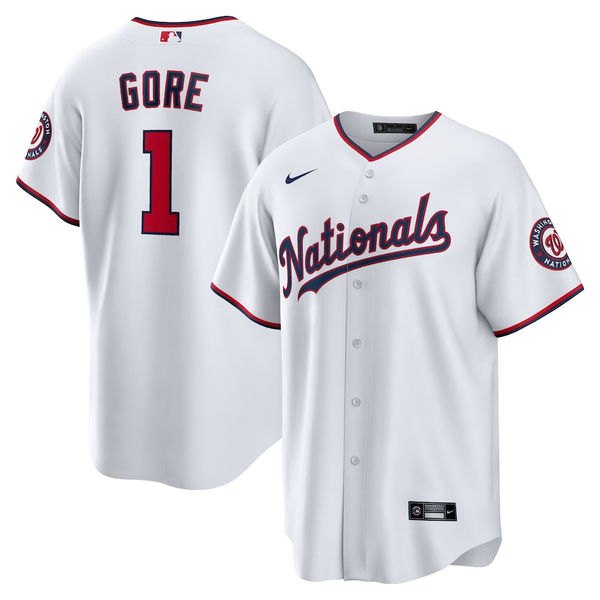 Men's Washington Nationals MacKenzie Gore #1 White Home Replica Jersey