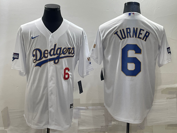 Men's Los Angeles Dodgers Trea Turner #6 White Replica Player Jersey