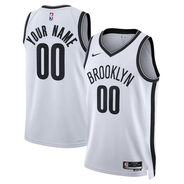 Men's Brooklyn Nets White Swingman Custom Jersey - Association Edition