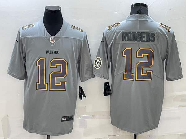 Men's Green Bay Packers Aaron Rodgers #12 Gray Atmosphere Fashion Game Jersey