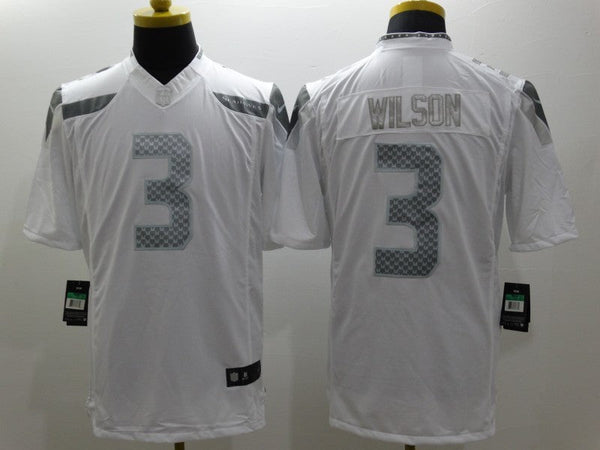 Mens Seattle Seahawks #3 Russell Wilson White Game Jersey