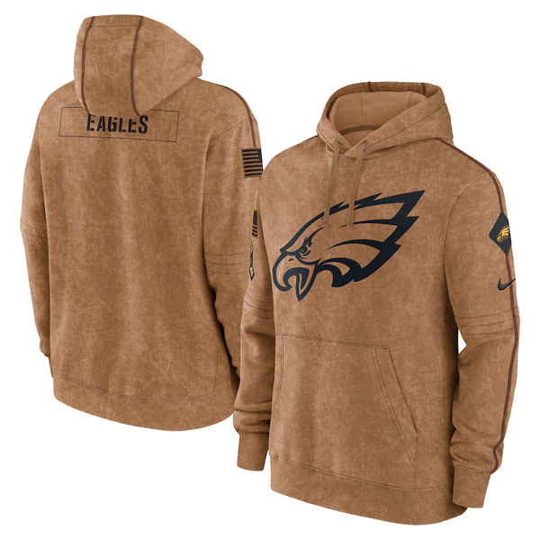 Men's Philadelphia Eagles Brown 2023 Salute To Service Club Pullover Hoodie