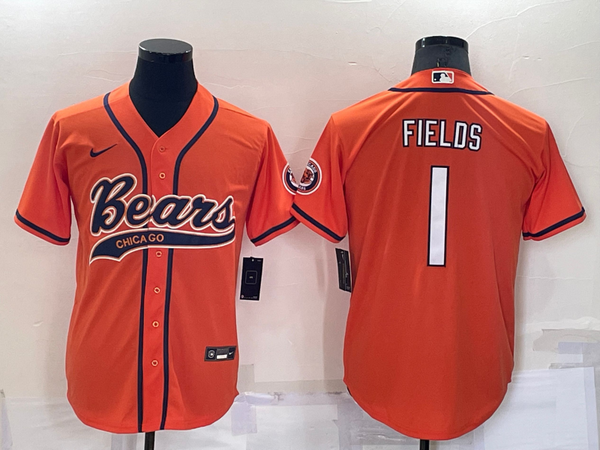 Men's Chicago Bears Justin Fields #1 Orange Game Jersey Joint Edition