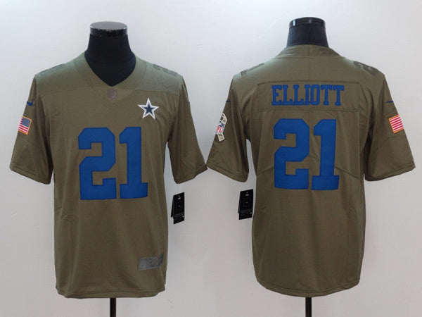 Men's Dallas Cowboys Ezekiel Elliott #21 Brown Team Game Jersey