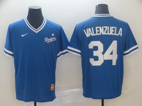 Men's Los Angeles Dodgers Fernando Valenzuela #34 Blue Game Player Jersey