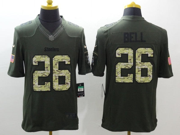 Men's Pittsburgh Steelers LeVeon Bell #26 Army Green Game Jersey