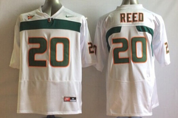 Men's Miami Hurricanes Ed Reed #20 White Team Football Jersey