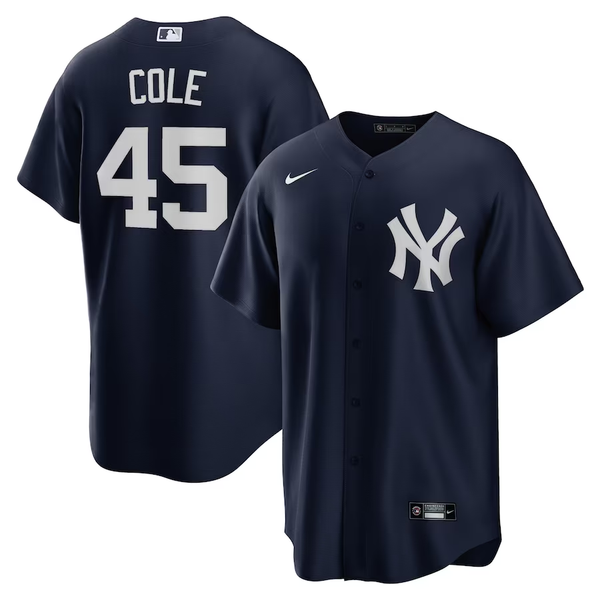 Men's New York Yankees Gerrit Cole #45 Navy Replica Player Jersey