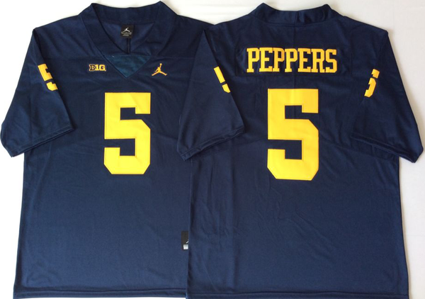 Men's Michigan Wolverines Jabrill Peppers #5 Navy Alumni Player Game Jersey