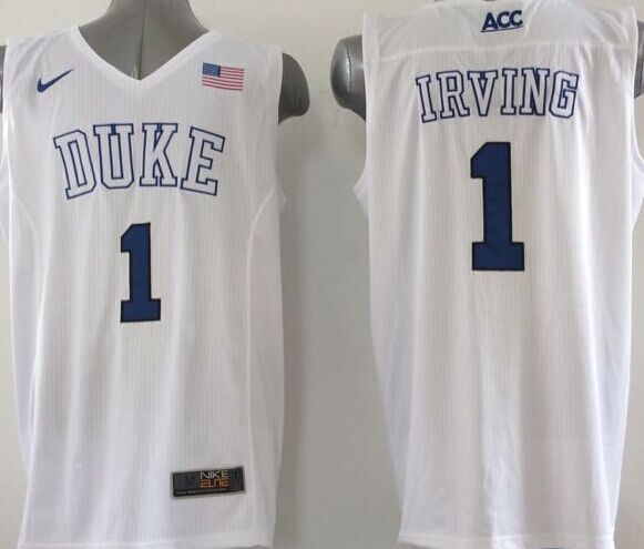 Men's Duke Blue Devils Kyrie Irving #1 White Player Game Jersey