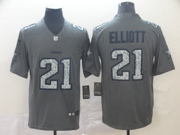 Men's Dallas Cowboys Ezekiel Elliott #21 Gray Player Game Jersey