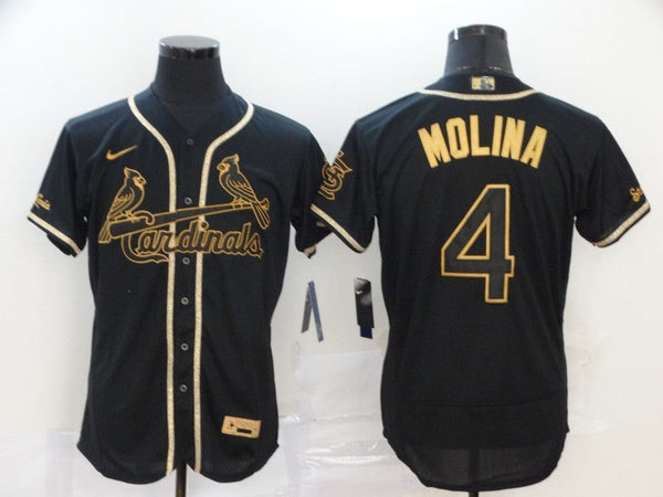 Men's St. Louis Cardinals Yadier Molina #4 Black Stitched Jersey