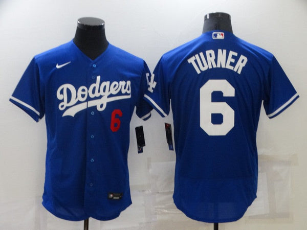 Men's Los Angeles Dodgers Trea Turner #6 Blue Replica Baseball Jersey