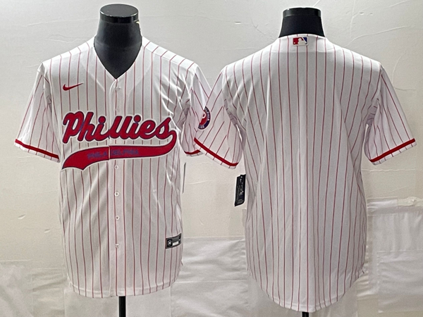 Men's Philadelphia Phillies White Home Replica Blank Jersey Joint Edition