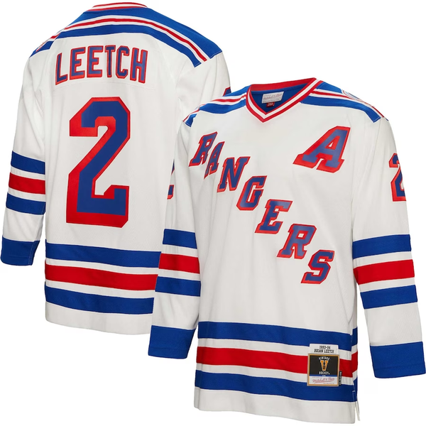 Men's New York Rangers Brian Leetch #2 White Player Game Jersey