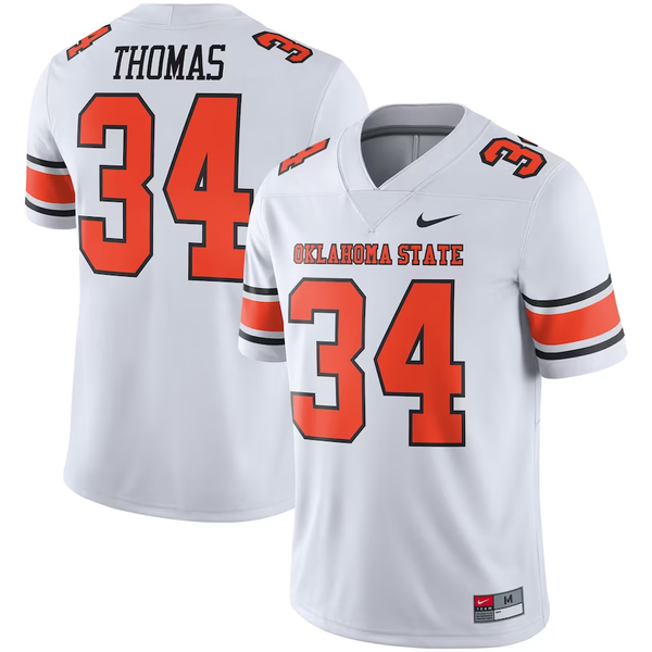 Men's Oklahoma State Cowboys Thurman Thomas #34 White Player Jersey