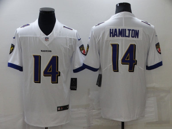 Men's Baltimore Ravens Kyle Hamilton #14 White Game Jersey