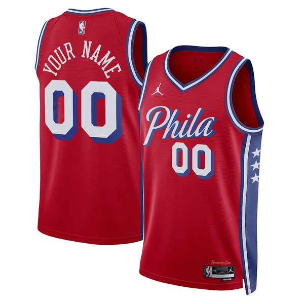 Men's Philadelphia 76ers Red 2022/23 Swingman Custom Jersey - Statement Edition