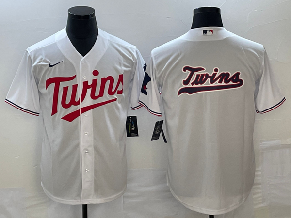 Men's Minnesota Twins White Home Replica Team Logo Jersey