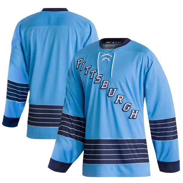 Men's Pittsburgh Penguins Light Blue Team Classics Authentic Blank Jersey