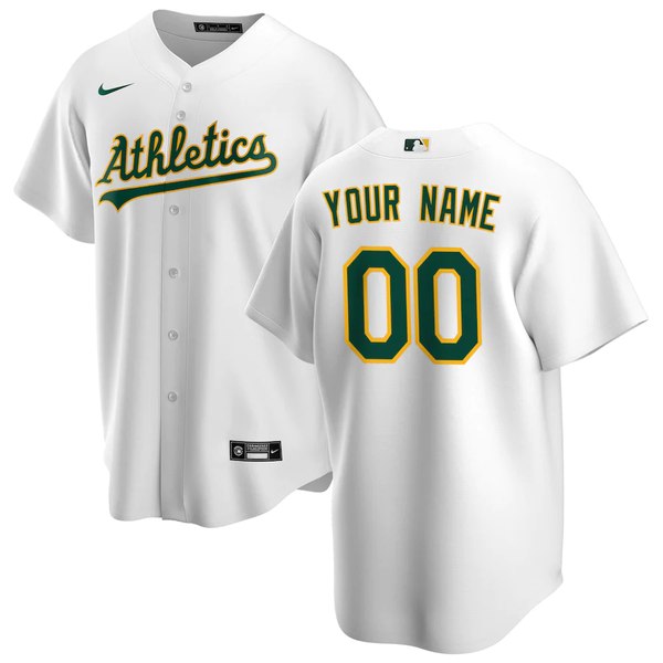 Men's Oakland Athletics White Home Replica Custom Jersey