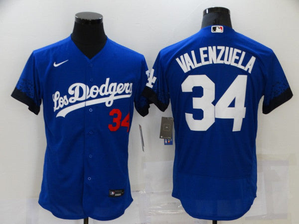 Men's Los Angeles Dodgers Fernando Valenzuela #34 Blue Player Game Jersey