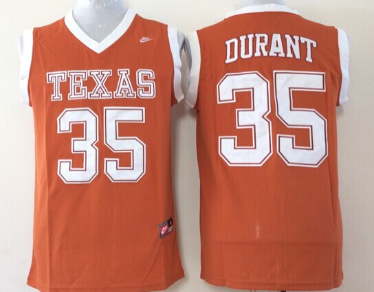 Men's Texas Longhorns Kevin Durant #35 Orange Replica Team Jersey