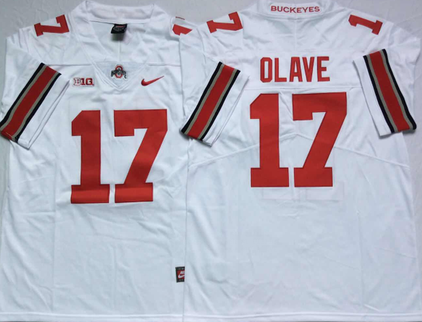 Men's Ohio State Buckeyes Chris Olave #17 White Player Game Jersey